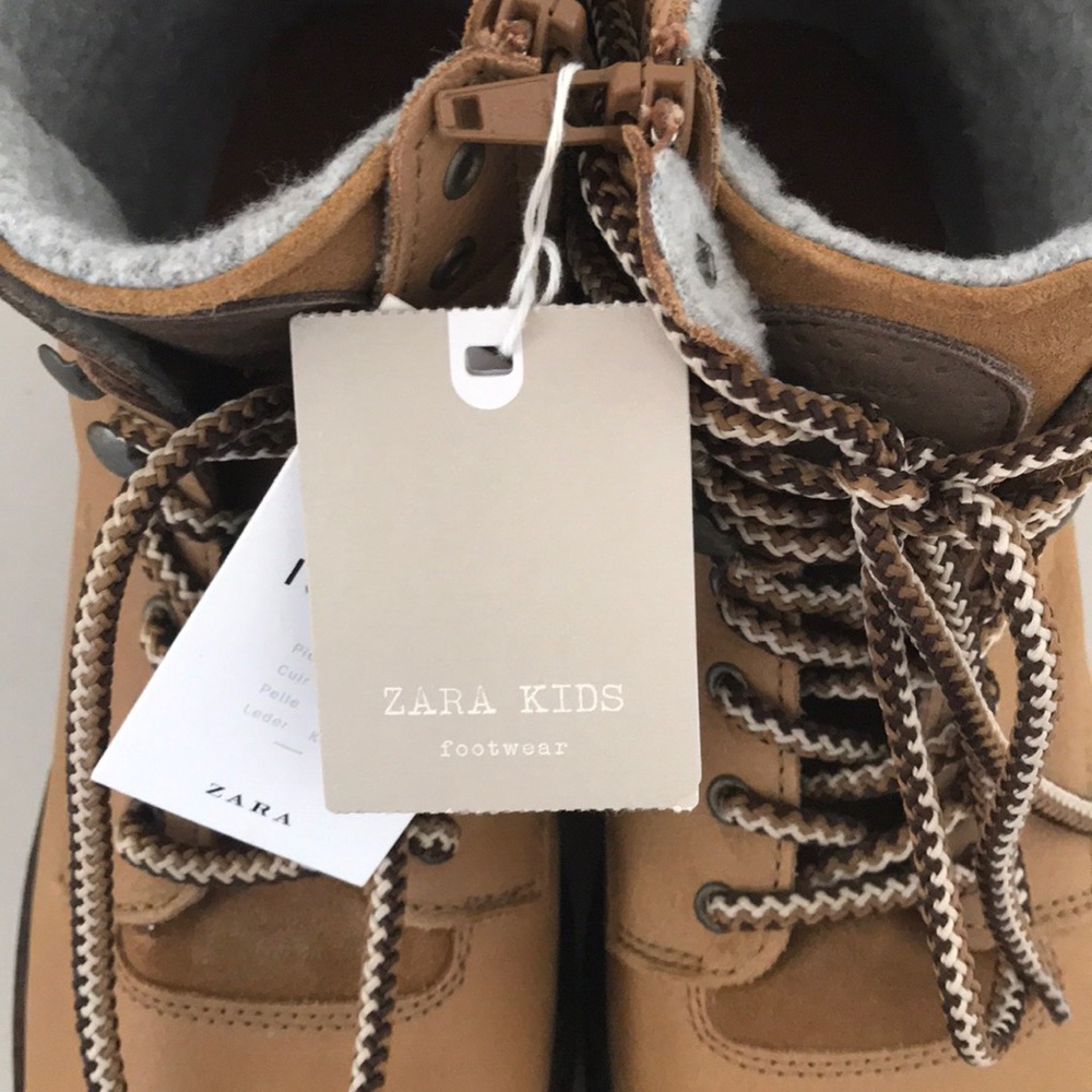 NWT ZARA KID’S LEATHER BROWN BOOTS EU 40 ZIPPER - Picture 6 of 8